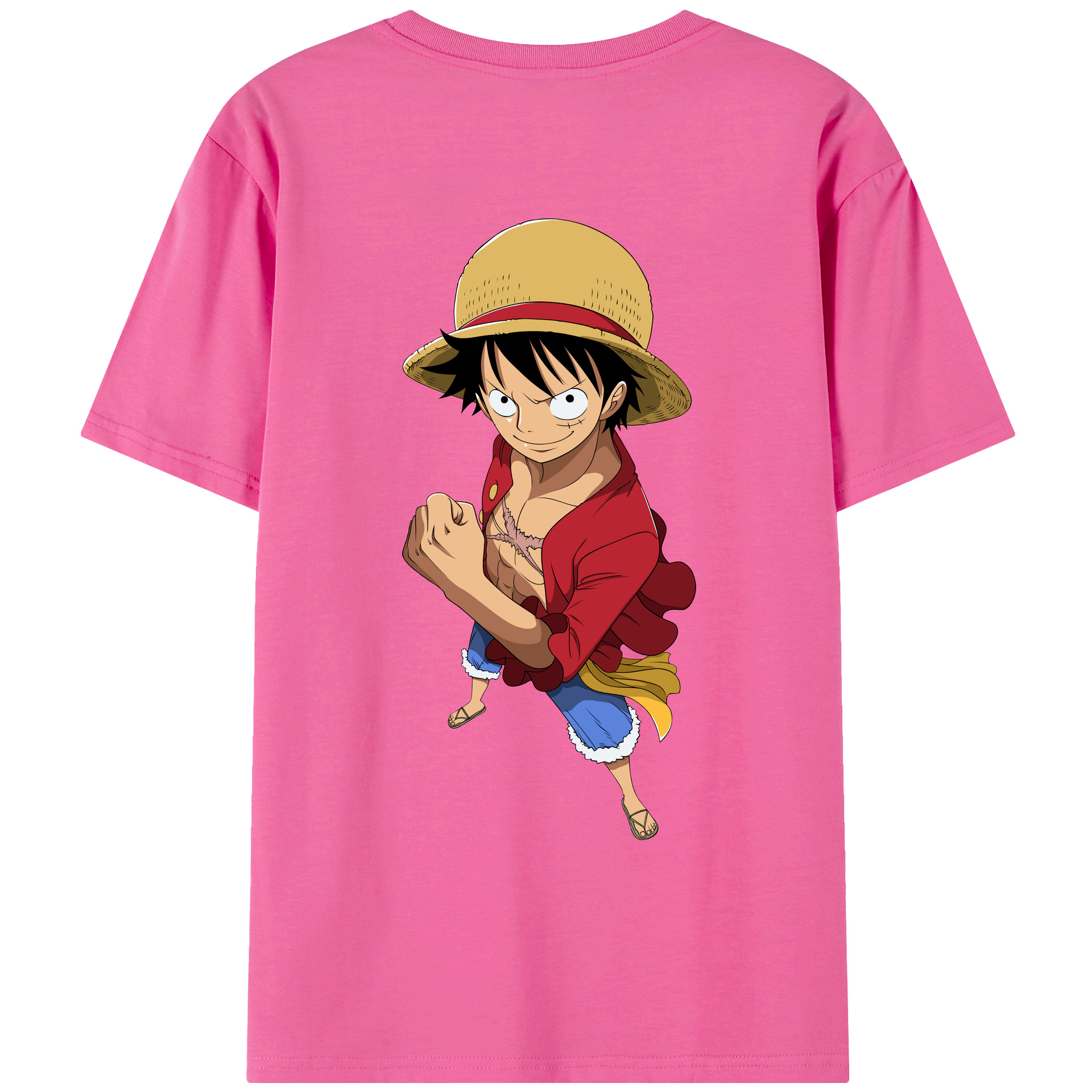 ワンピース モンキー・D・ルフィ ONE PIECE Monkey D. Luffy レディース半袖Tシャツ(バックプリント)